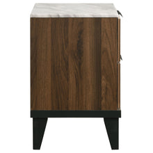 Load image into Gallery viewer, Mays 2-drawer Nightstand Walnut Brown with Faux Marble Top
