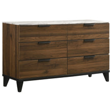 Load image into Gallery viewer, Mays 6-drawer Dresser Walnut Brown with Faux Marble Top
