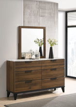 Load image into Gallery viewer, Mays 6-drawer Dresser with Mirror Walnut Brown with Faux Marble Top
