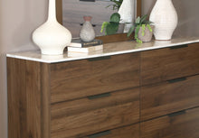 Load image into Gallery viewer, Mays 6-drawer Dresser with Mirror Walnut Brown with Faux Marble Top
