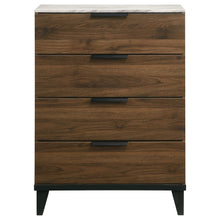Load image into Gallery viewer, Mays 4-drawer Chest Walnut Brown with Faux Marble Top
