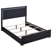 Load image into Gallery viewer, Marceline Wood Queen LED Panel Bed Black
