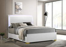 Load image into Gallery viewer, Marceline Wood Eastern King LED Panel Bed White
