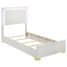 Load image into Gallery viewer, Marceline Wood Twin LED Panel Bed White

