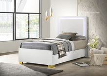 Load image into Gallery viewer, Marceline Wood Twin LED Panel Bed White
