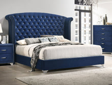 Load image into Gallery viewer, Melody Upholstered Eastern King Wingback Bed Pacific Blue
