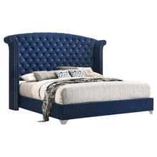 Load image into Gallery viewer, Melody Upholstered Queen Wingback Bed Pacific Blue
