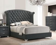 Load image into Gallery viewer, Melody Upholstered Eastern King Wingback Bed Grey
