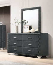 Load image into Gallery viewer, Melody 6-drawer Upholstered Dresser with Mirror Grey
