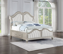 Load image into Gallery viewer, Evangeline Wood Queen LED Storage Panel Bed Silver Oak
