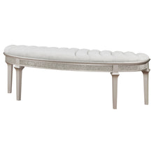 Load image into Gallery viewer, Evangeline Upholstered Demilune Bench Ivory and Silver Oak
