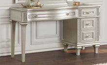 Load image into Gallery viewer, Evangeline 4-drawer Vanity Table with Faux Diamond Trim Silver and Ivory
