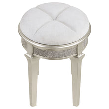 Load image into Gallery viewer, Evangeline Oval Vanity Stool with Faux Diamond Trim Silver and Ivory
