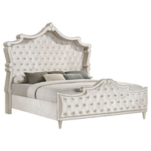 Load image into Gallery viewer, Antonella Upholstered Queen Panel Bed Ivory and Camel

