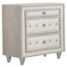 Load image into Gallery viewer, Antonella Upholstered 3-drawer Nightstand Ivory and Camel
