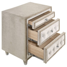 Load image into Gallery viewer, Antonella Upholstered 3-drawer Nightstand Ivory and Camel
