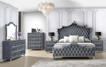 Load image into Gallery viewer, Antonella Upholstered California King Panel Bed Grey
