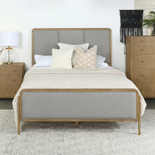Load image into Gallery viewer, Arini Upholstered Eastern King Panel Bed Sand Wash and Grey

