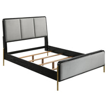 Load image into Gallery viewer, Arini Upholstered Eastern King Panel Bed Black and Grey
