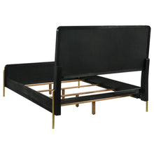 Load image into Gallery viewer, Arini Upholstered Eastern King Panel Bed Black and Grey

