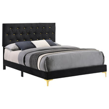 Load image into Gallery viewer, Kendall Upholstered California King Panel Bed Black
