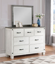 Load image into Gallery viewer, Lilith 7-drawer Dresser with Mirror Distressed Grey and White
