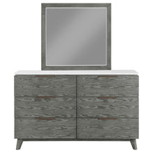 Load image into Gallery viewer, Nathan 6-drawer Dresser with Mirror White Marble and Grey
