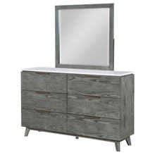 Load image into Gallery viewer, Nathan 6-drawer Dresser with Mirror White Marble and Grey
