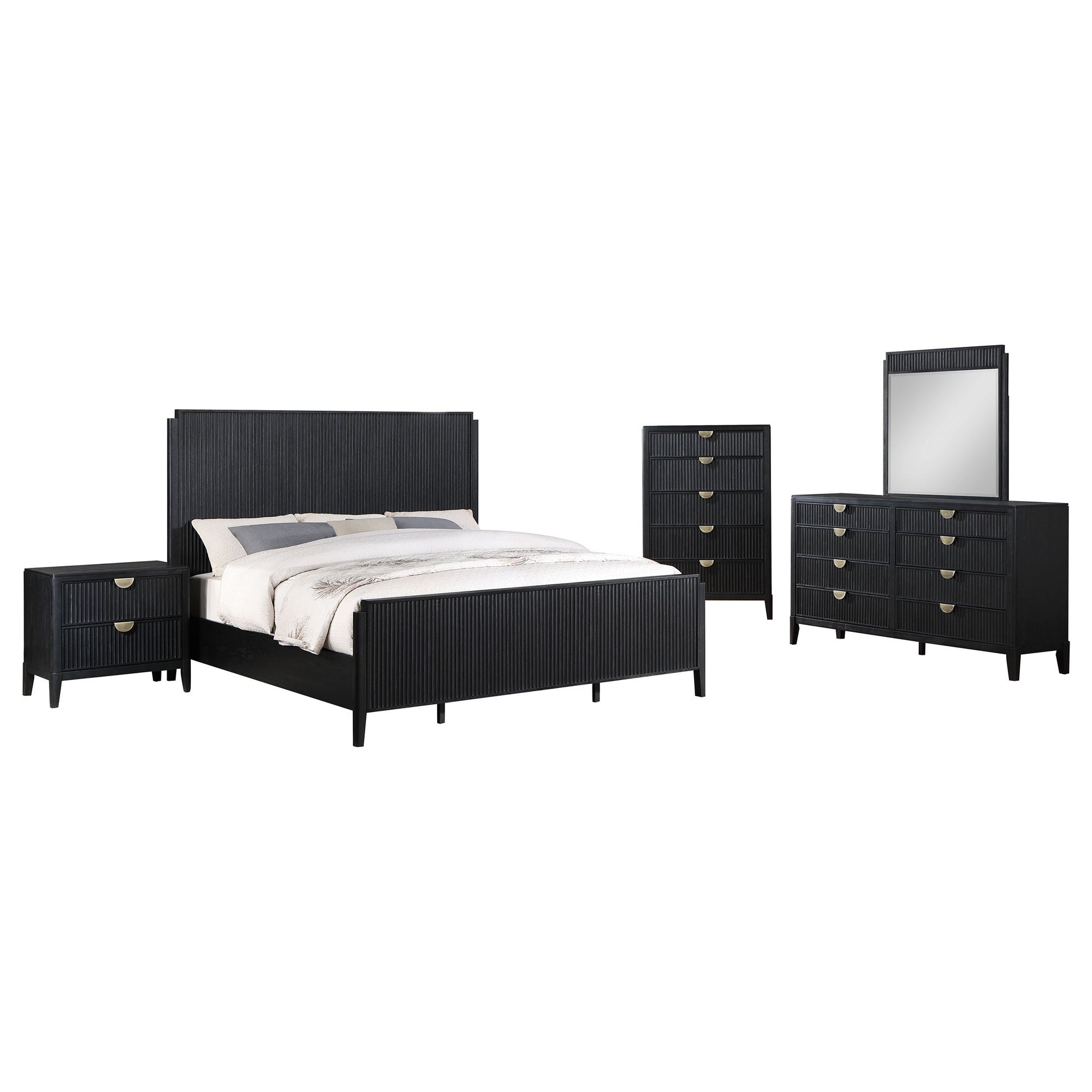 ★☆ KING’S NIGHT DREAM WESTERN & EASTERN Brookmead 5-piece Eastern King Bedroom Set Black – Home
