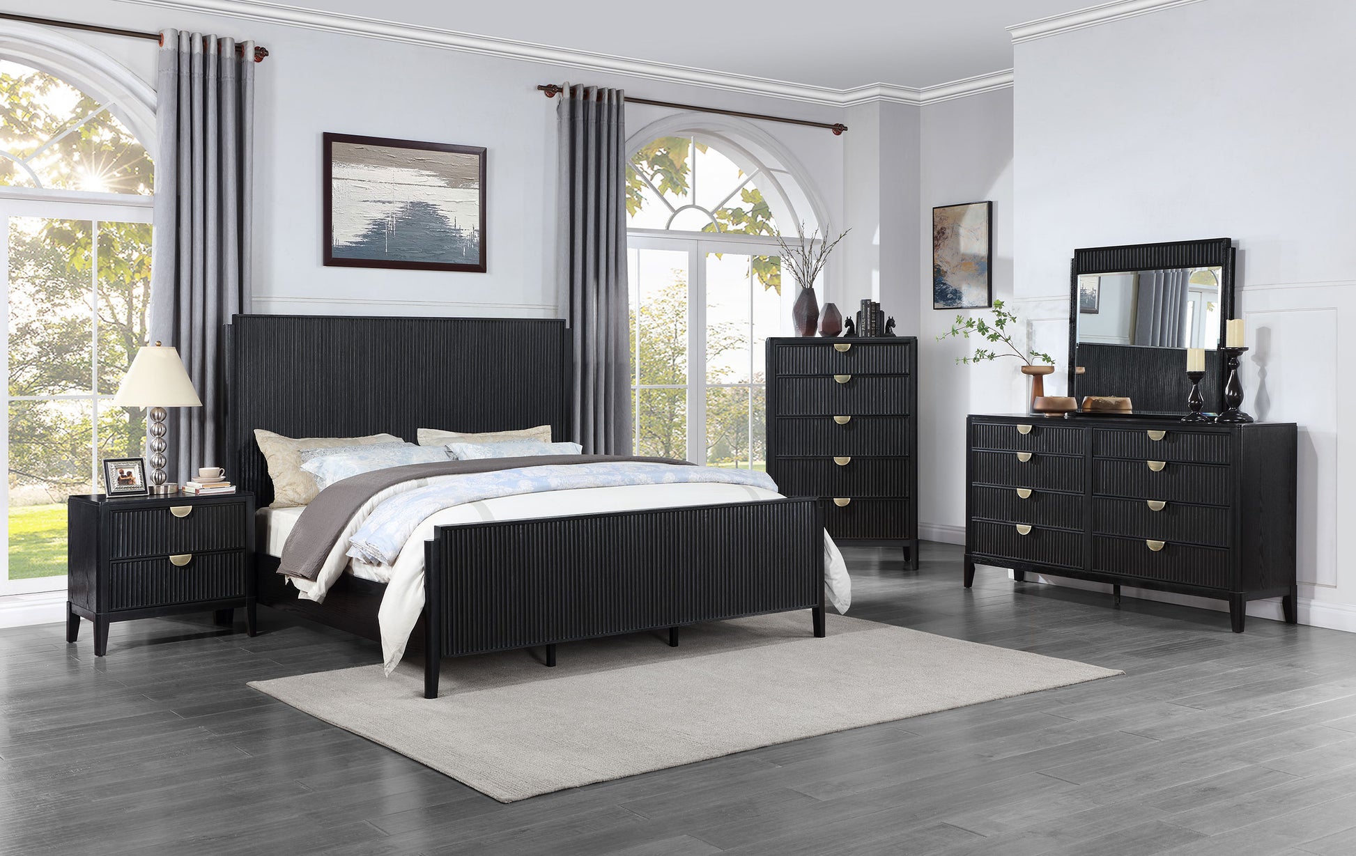 ★☆ KING’S NIGHT DREAM WESTERN & EASTERN Brookmead 5-piece Eastern King Bedroom Set Black – Home