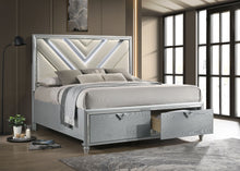 Load image into Gallery viewer, Veronica Wood Eastern King LED Storage Bed Light Silver
