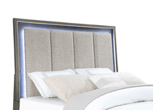 Load image into Gallery viewer, Kieran Wood Eastern King LED Panel Bed Grey
