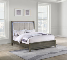 Load image into Gallery viewer, Kieran Wood Queen LED Panel Bed Grey

