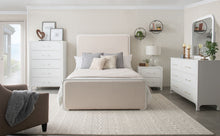 Load image into Gallery viewer, Anastasia Upholstered California King Panel Bed Pearl White
