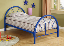 Load image into Gallery viewer, Marjorie Metal Twin Open Frame Bed Blue
