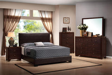 Load image into Gallery viewer, Conner Upholstered Queen Panel Bed Dark Brown

