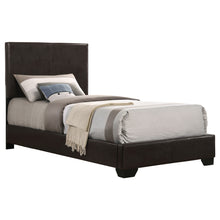 Load image into Gallery viewer, Conner Upholstered Twin Panel Bed Dark Brown
