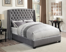 Load image into Gallery viewer, Pissarro Upholstered Queen Wingback Bed Grey
