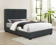 Load image into Gallery viewer, Chloe Upholstered California King Panel Bed Charcoal
