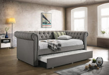 Load image into Gallery viewer, Kepner Tufted Upholstered Daybed Grey with Trundle
