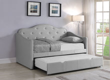 Load image into Gallery viewer, Elmore Upholstered Twin Daybed with Trundle Pearlescent Grey
