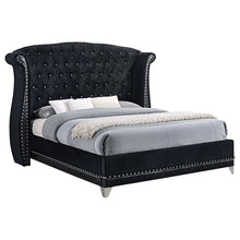 Load image into Gallery viewer, Barzini Upholstered Eastern King Wingback Bed Black
