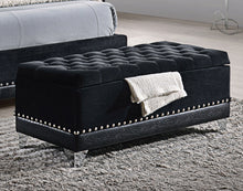 Load image into Gallery viewer, Barzini Tufted Rectangular Trunk with Nailhead Black
