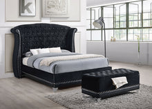 Load image into Gallery viewer, Barzini Upholstered Queen Wingback Bed Black

