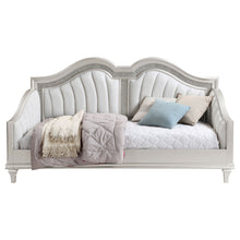 Load image into Gallery viewer, Evangeline Upholstered Twin Daybed with Faux Diamond Trim Silver and Ivory
