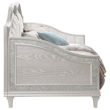 Load image into Gallery viewer, Evangeline Upholstered Twin Daybed with Faux Diamond Trim Silver and Ivory
