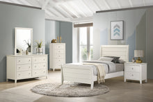 Load image into Gallery viewer, Selena Wood Twin Panel Bed Cream White
