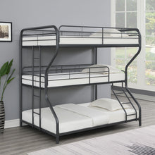 Load image into Gallery viewer, Garner Triple Full Over Twin Over Full Bunk Bed with Ladder Gunmetal
