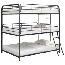 Load image into Gallery viewer, Garner Triple Full Bunk Bed with Ladder Gunmetal
