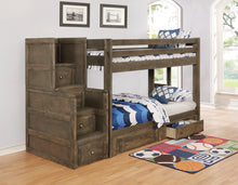 Load image into Gallery viewer, Wrangle Hill Wood Twin Over Twin Bunk Bed Gun Smoke
